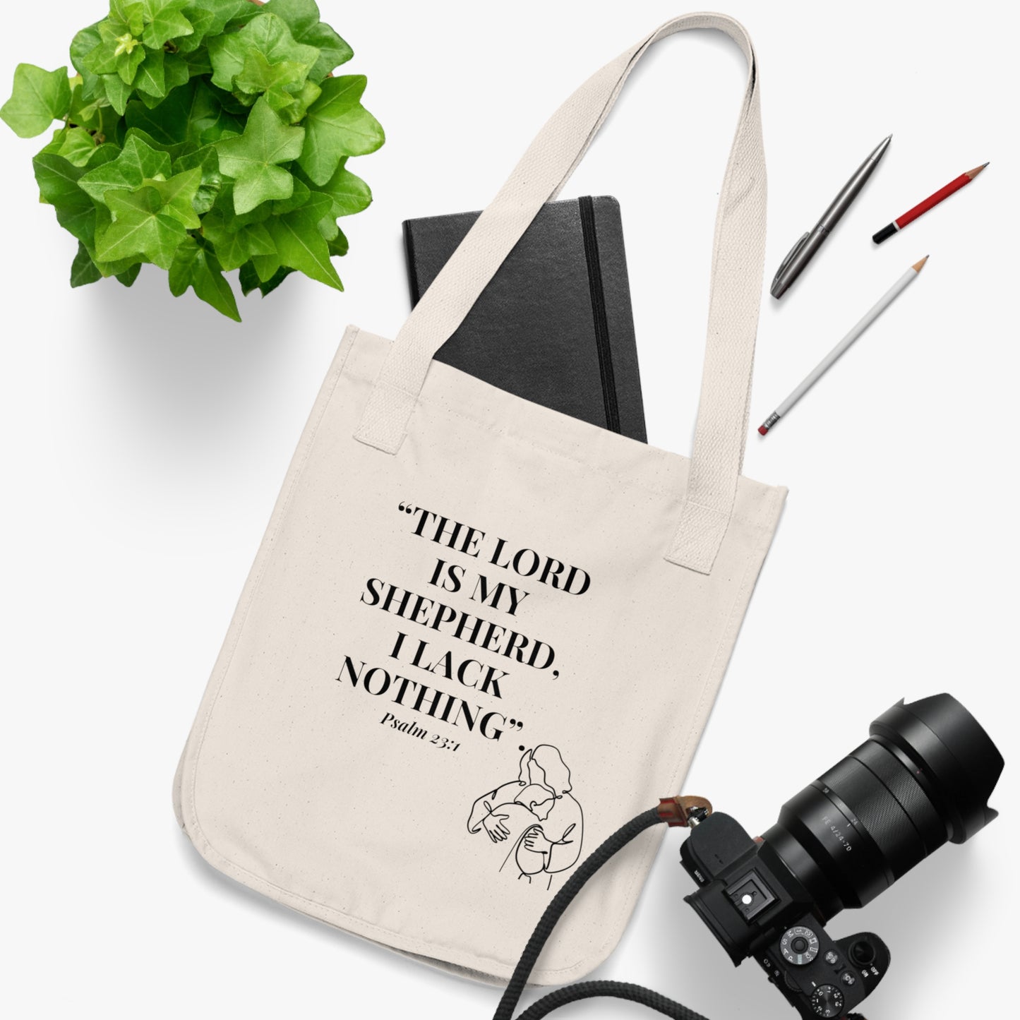 Psalm 23:1  Organic Canvas Tote Bag