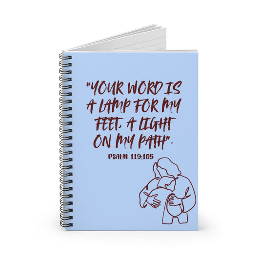 Psalm 119:105 Bible verse themed spiraled notebook