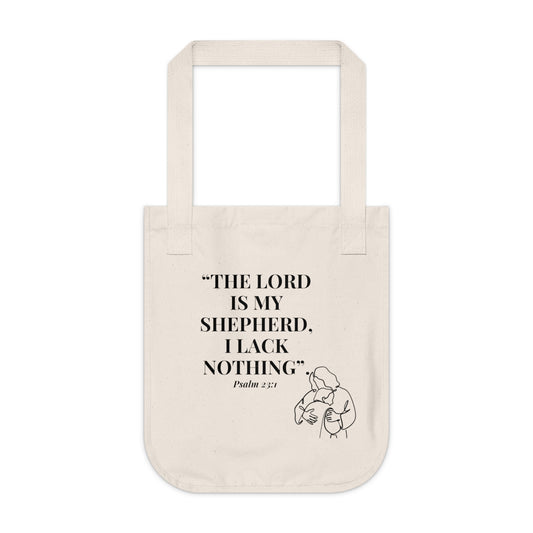 Psalm 23:1  Organic Canvas Tote Bag